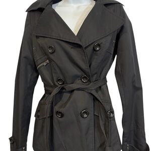 Maralyn & Me Charcoal Double-Breasted Trench Coat